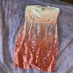 Glam strapless sparkly ombré dress
